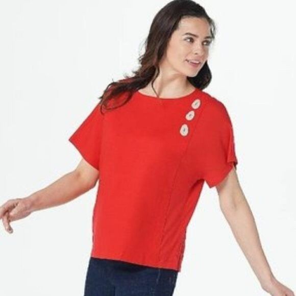 NWOT Truth + Style Mixed Media Top with Button Detail Sz XL - Picture 13 of 14